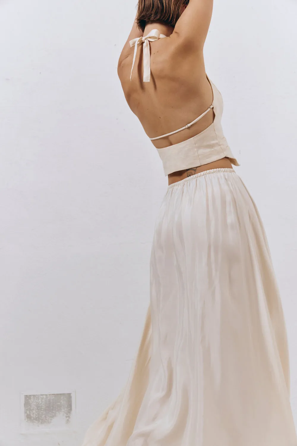 Solara Cupro Maxi Skirt Natural