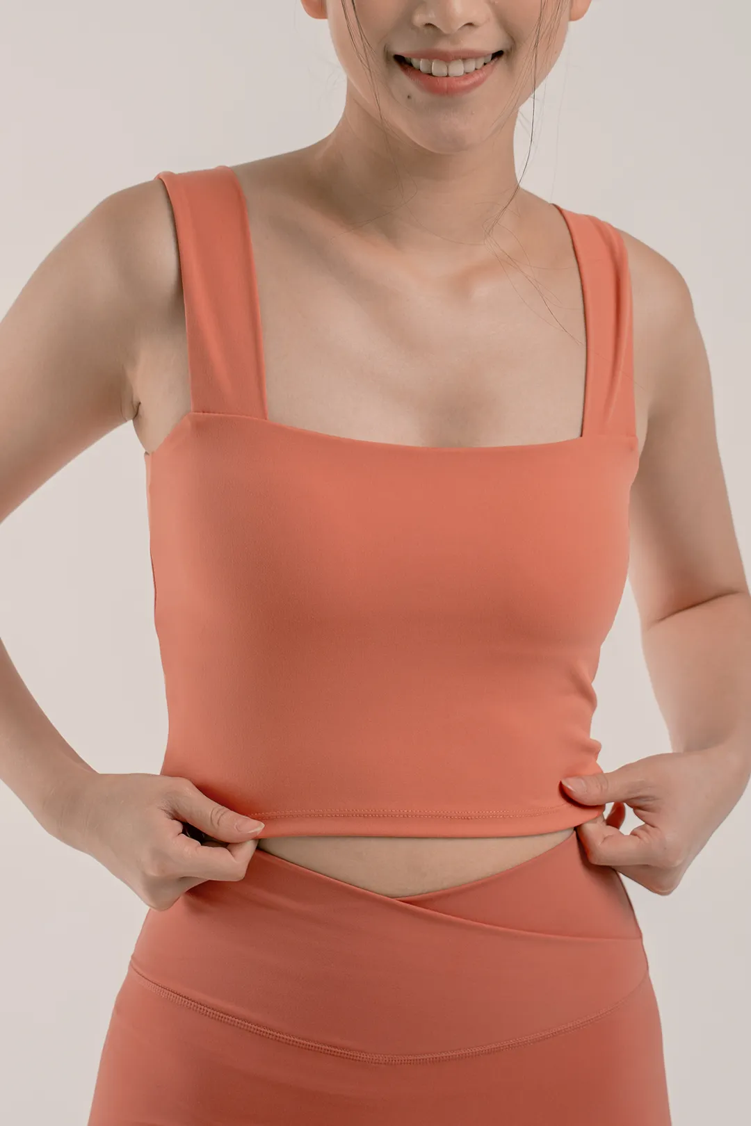 Square Neck Longline Bra in Grapefruit