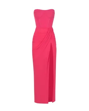 Striking pink off-the-shoulder maxi dress