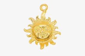 Sun Face Charm Wholesale 14K Gold, Solid 14K Gold, G159