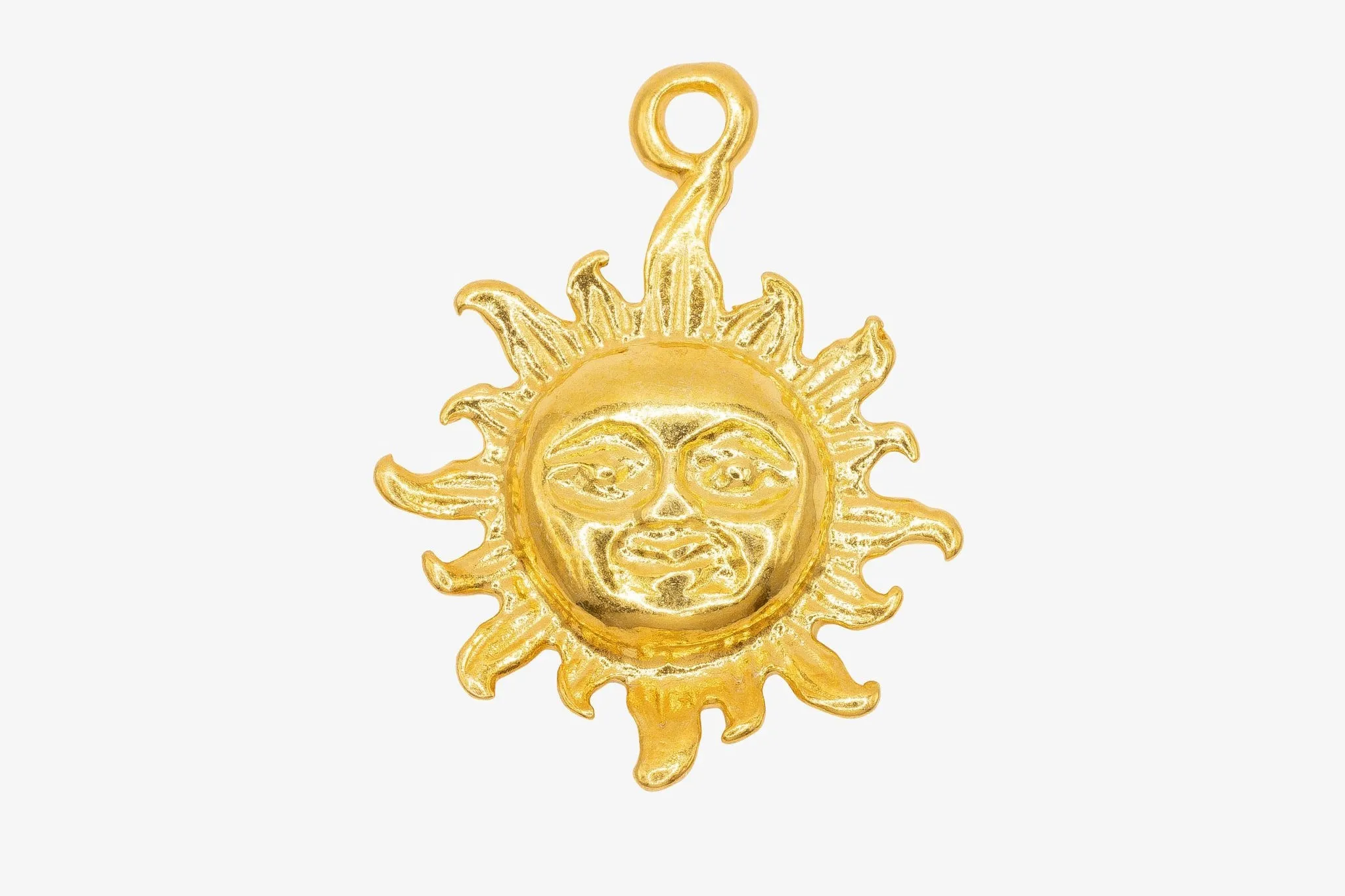 Sun Face Charm Wholesale 14K Gold, Solid 14K Gold, G159