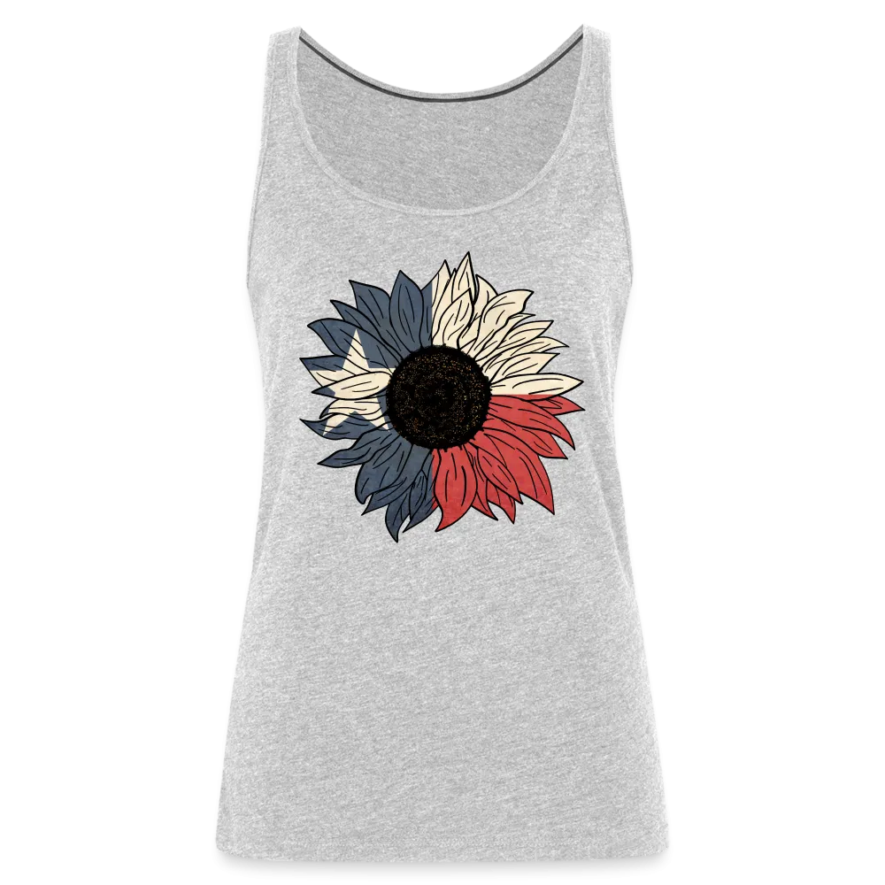 Texas Sunflower Bloom: Premium Women's Tank Top with Flag-Inspired Petals