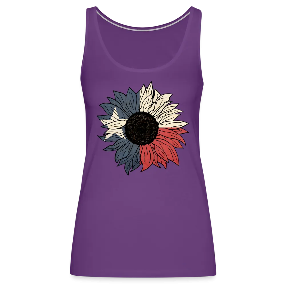 Texas Sunflower Bloom: Premium Women's Tank Top with Flag-Inspired Petals