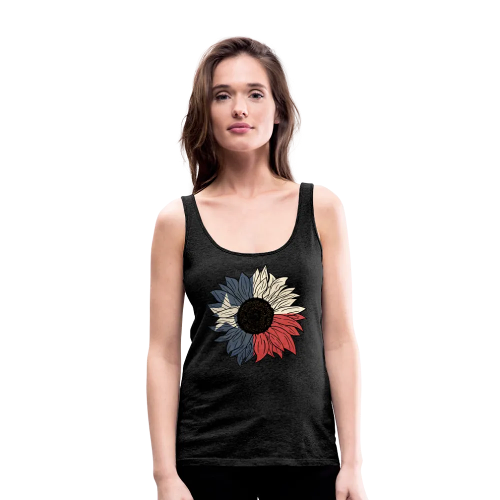 Texas Sunflower Bloom: Premium Women's Tank Top with Flag-Inspired Petals