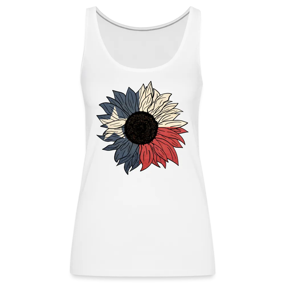 Texas Sunflower Bloom: Premium Women's Tank Top with Flag-Inspired Petals