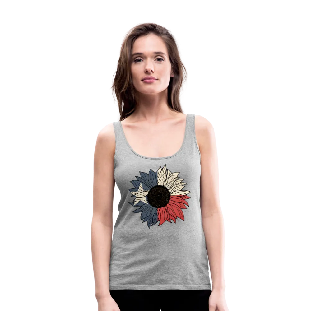 Texas Sunflower Bloom: Premium Women's Tank Top with Flag-Inspired Petals