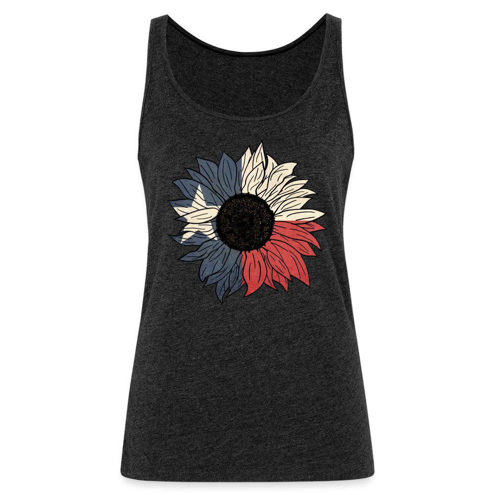 Texas Sunflower Bloom: Premium Women's Tank Top with Flag-Inspired Petals