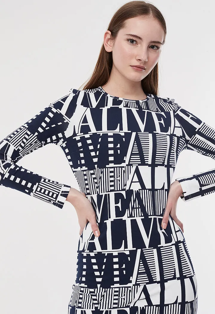 Text Print All Over Tee Dress