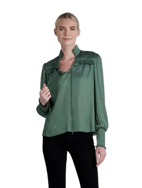 The Claire - Long Sleeve Satin Blouse - Final Sale