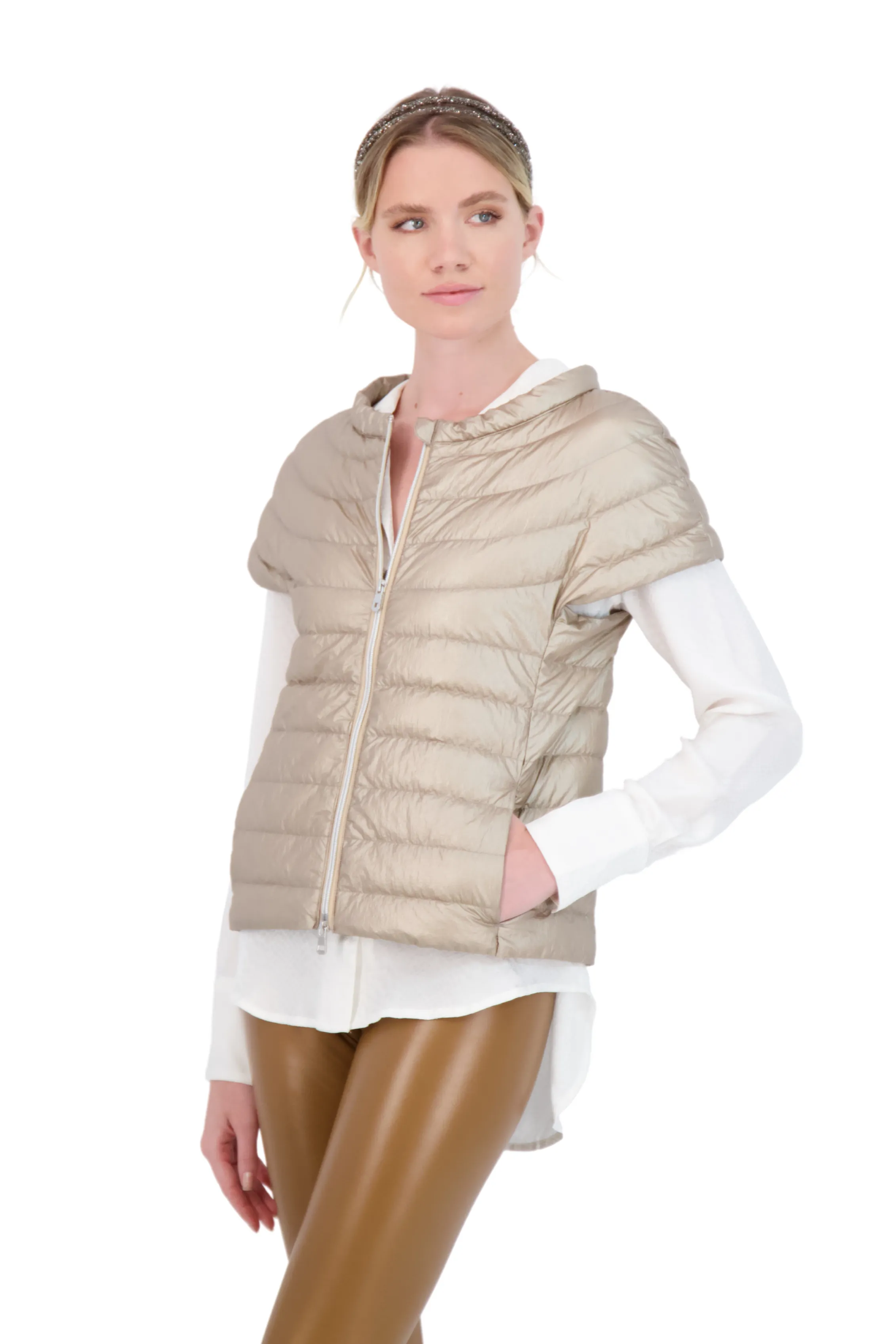 The St Ives Down Vest - Metallic Gold