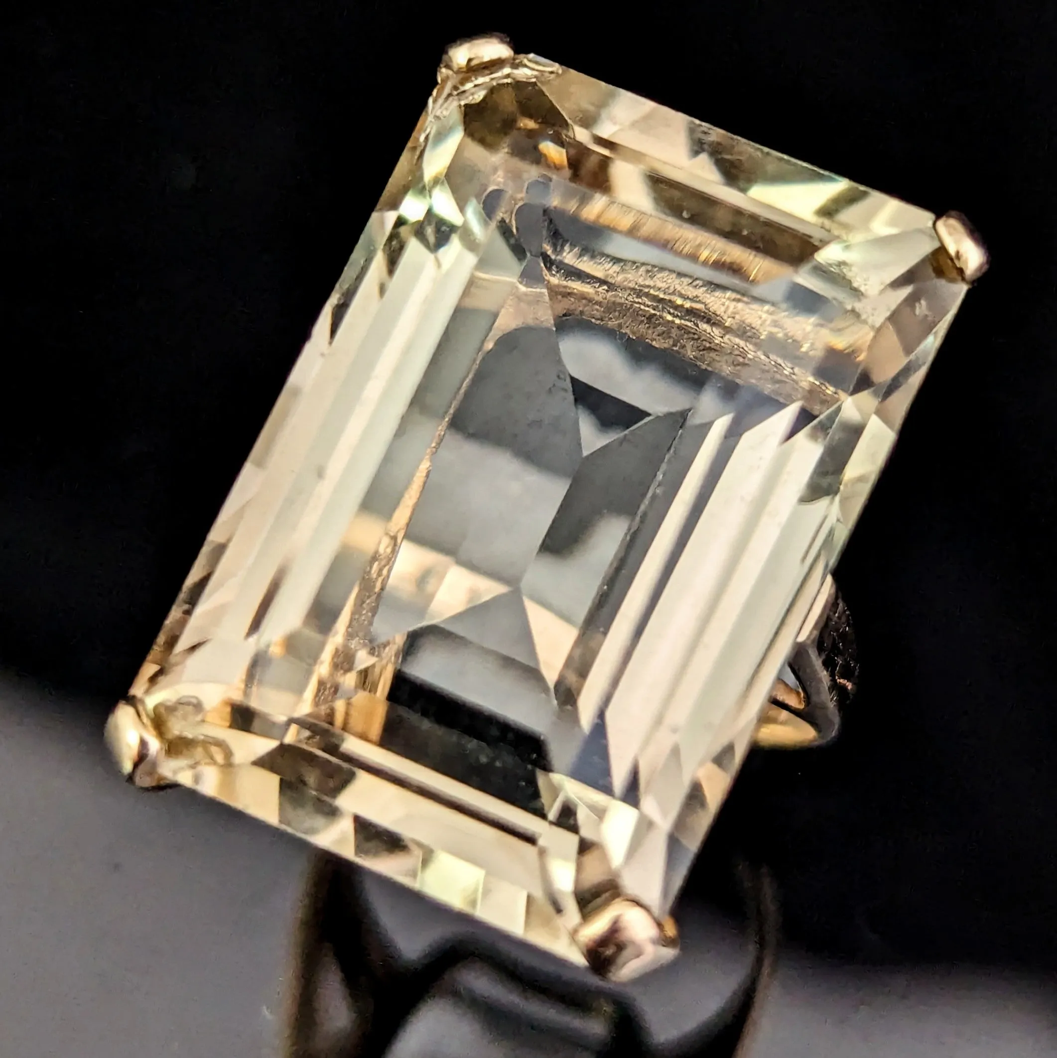 The Zillah - Vintage 30 Carat Citrine 14k Gold Cocktail Ring