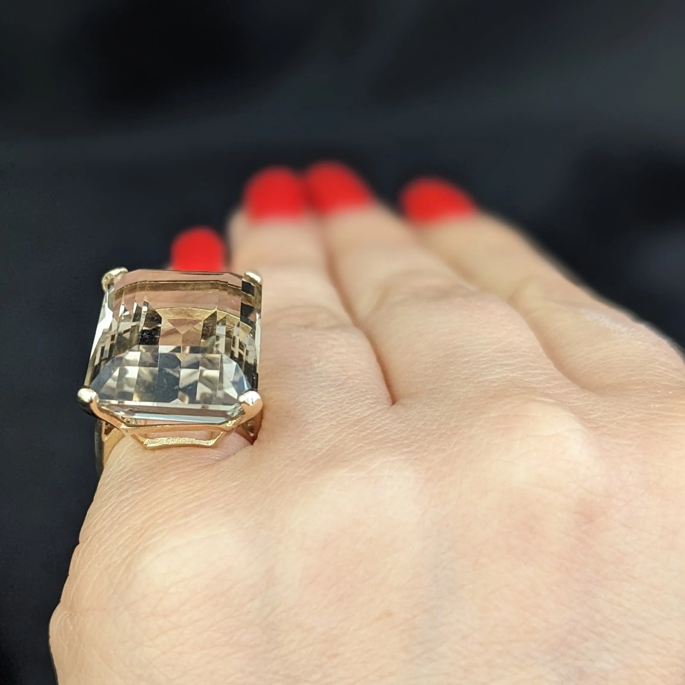 The Zillah - Vintage 30 Carat Citrine 14k Gold Cocktail Ring