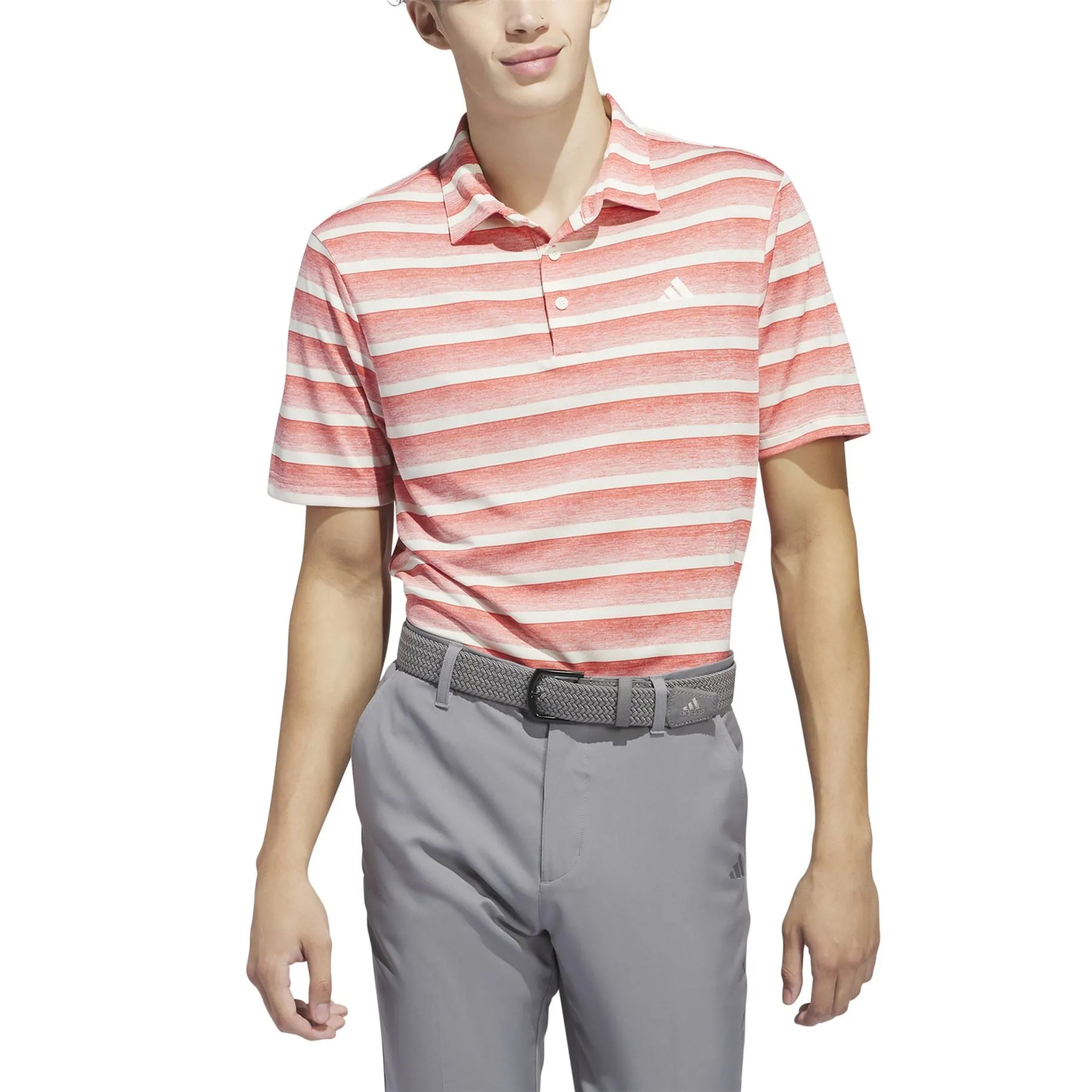 Two-Colour Stripe Regular Fit Pique Polo Pink/White - SS24