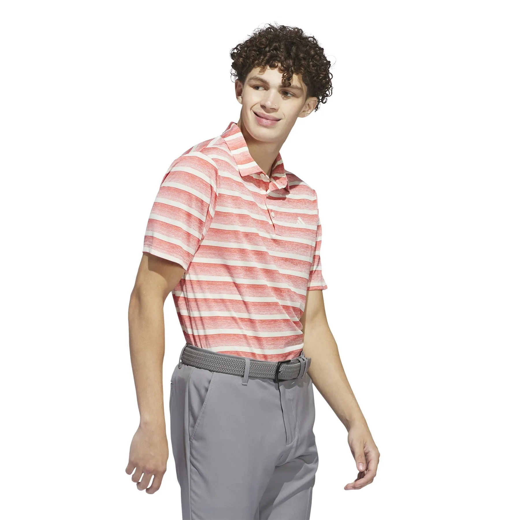 Two-Colour Stripe Regular Fit Pique Polo Pink/White - SS24