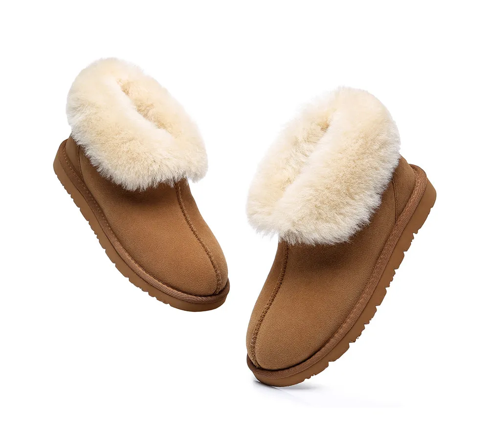 UGG Slippers Sheepskin Wool Collar Ankle Booties Mallow