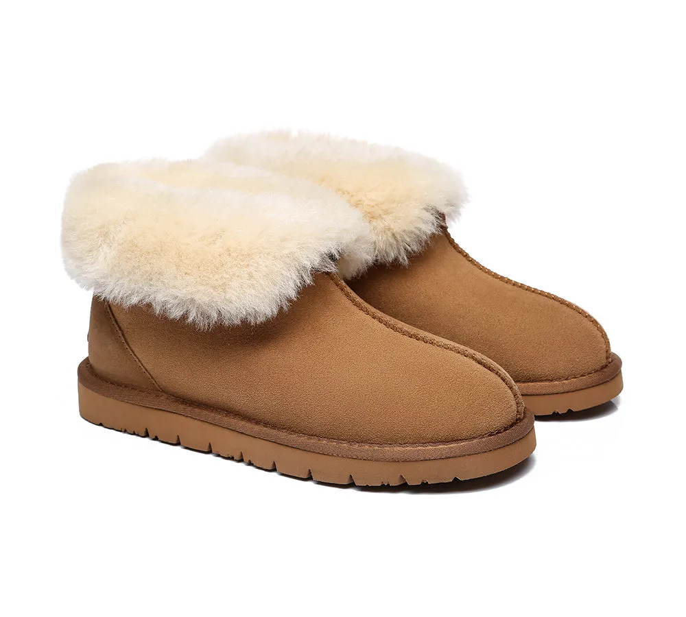 UGG Slippers Sheepskin Wool Collar Ankle Booties Mallow