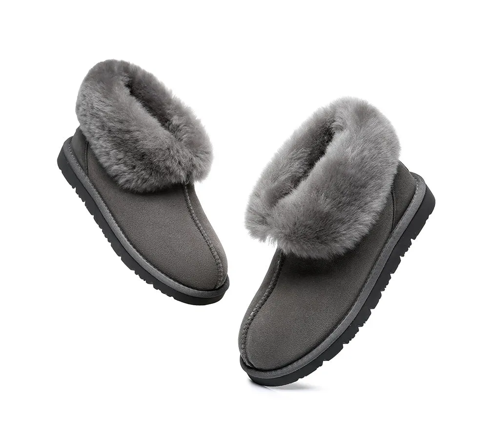 UGG Slippers Sheepskin Wool Collar Ankle Booties Mallow