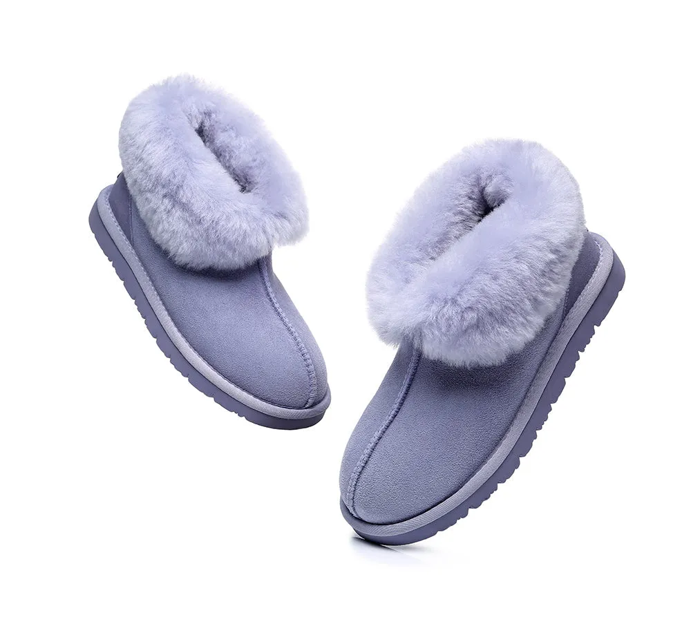 UGG Slippers Sheepskin Wool Collar Ankle Booties Mallow