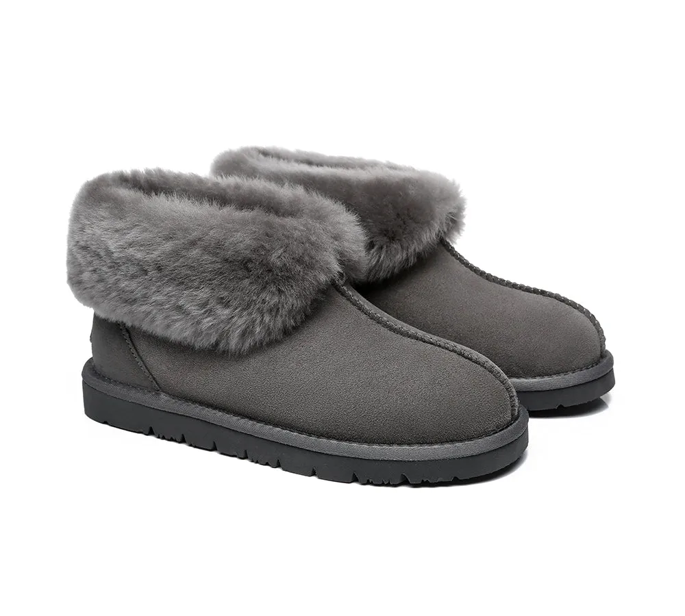 UGG Slippers Sheepskin Wool Collar Ankle Booties Mallow