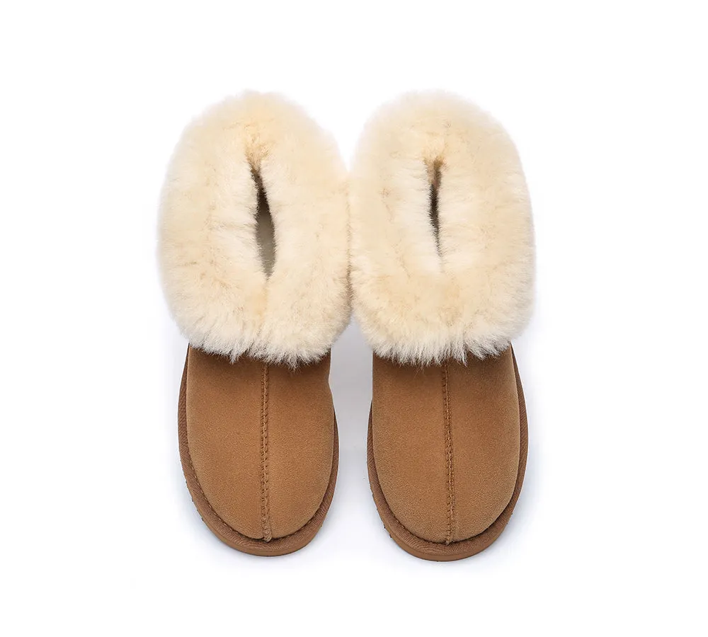 UGG Slippers Sheepskin Wool Collar Ankle Booties Mallow