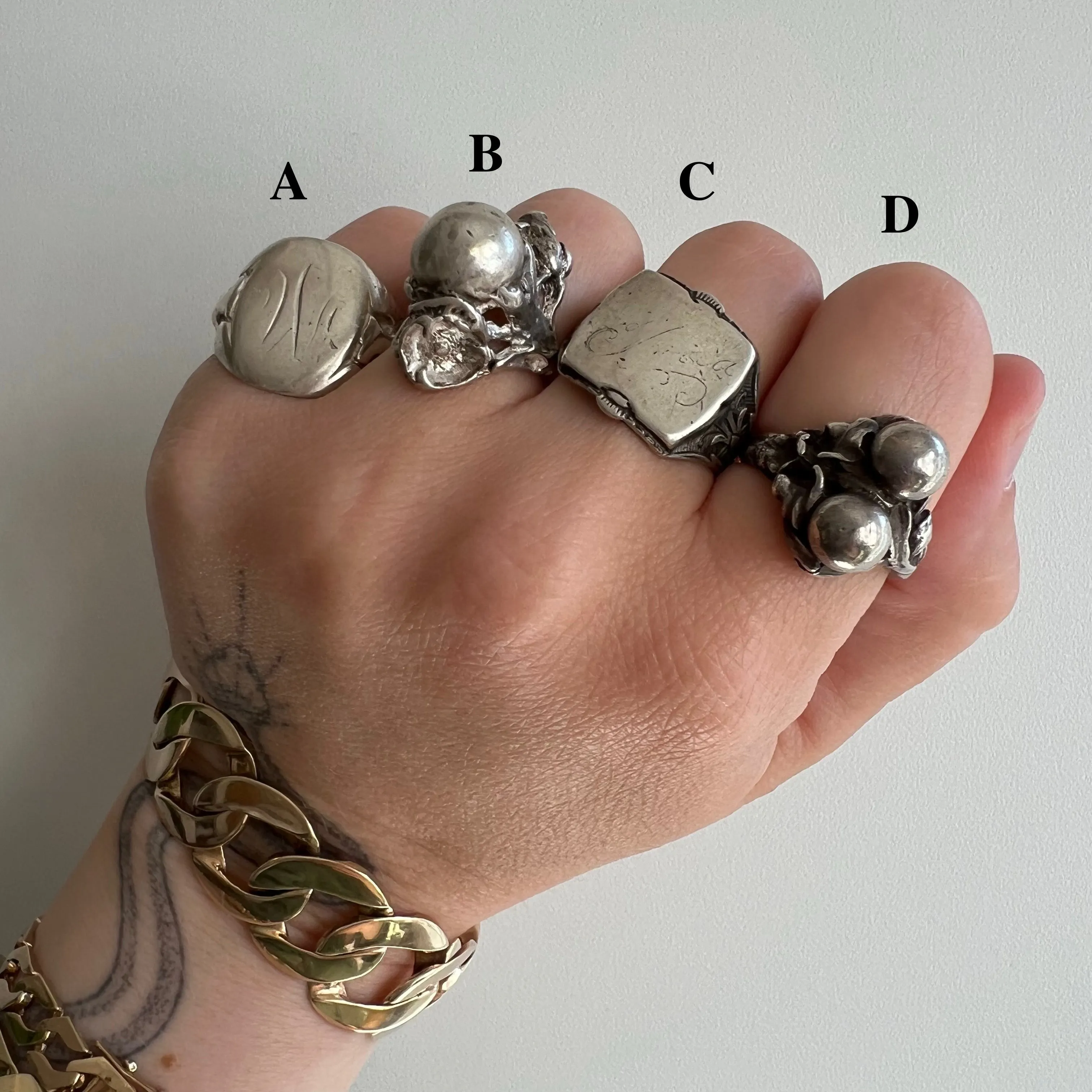 V I N T A G E // sterling silver rings by style and price / very vintage silver statement rings / $88 each