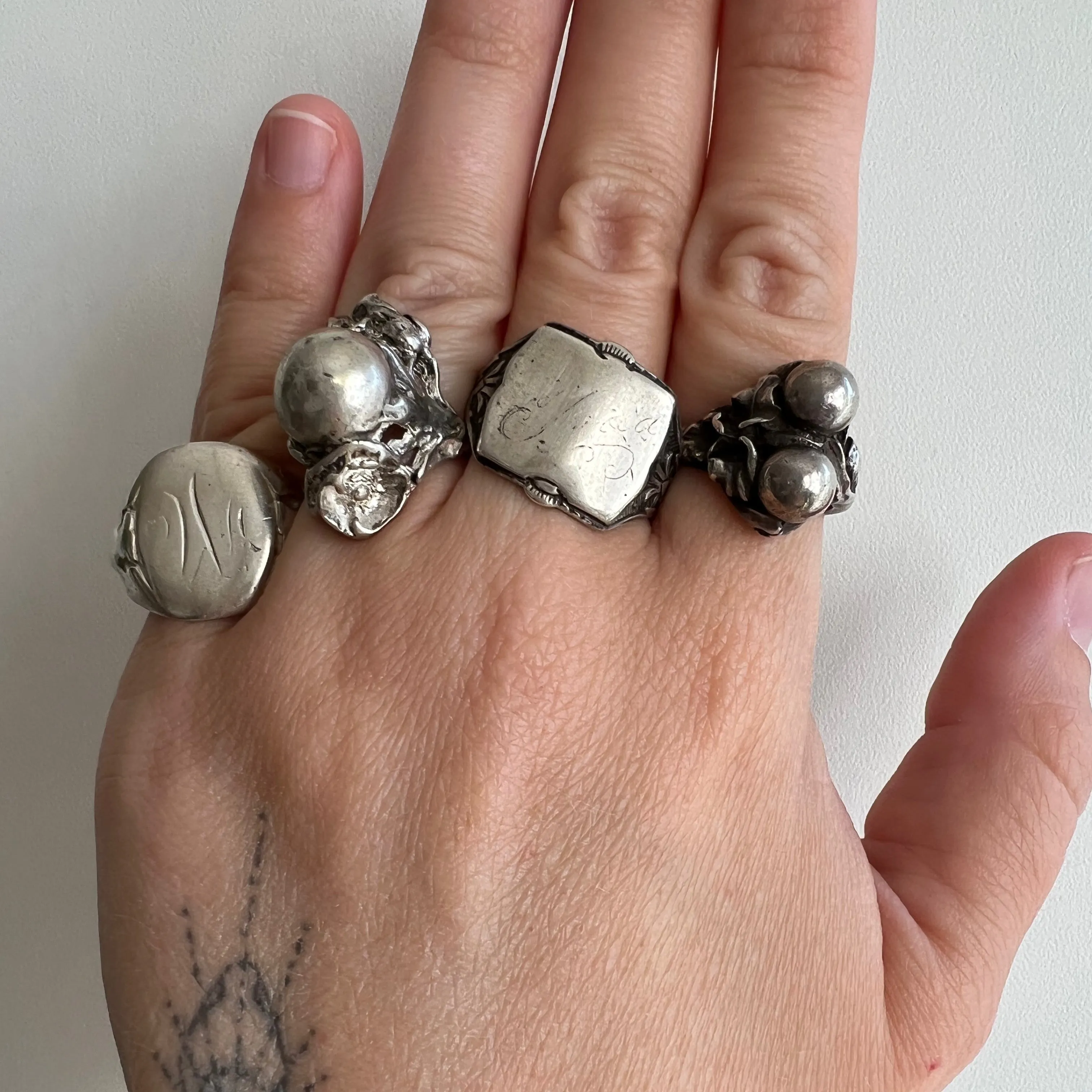 V I N T A G E // sterling silver rings by style and price / very vintage silver statement rings / $88 each