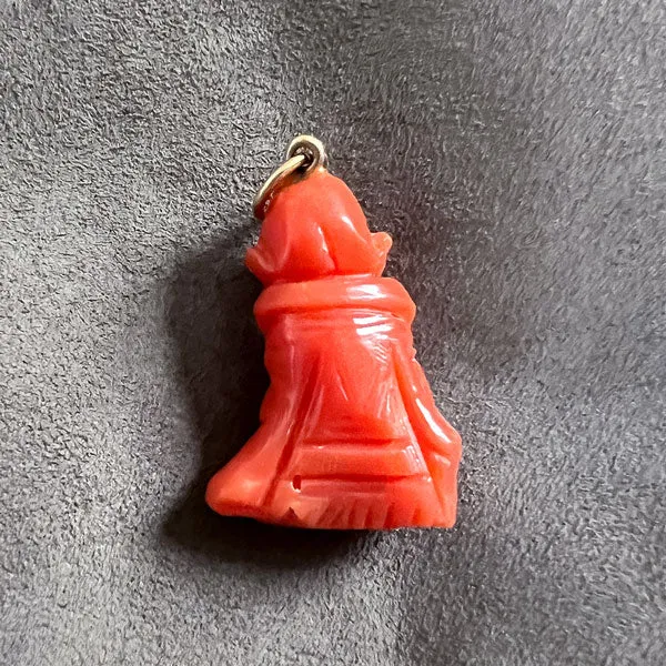 Vintage Carved Coral Buddha Pendant/Charm