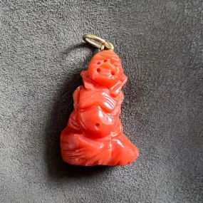 Vintage Carved Coral Buddha Pendant/Charm