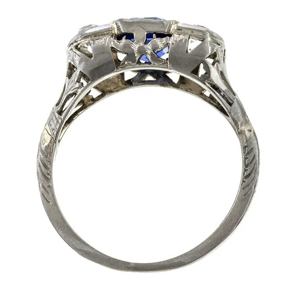 Vintage Sapphire & Diamond Three Stone Ring