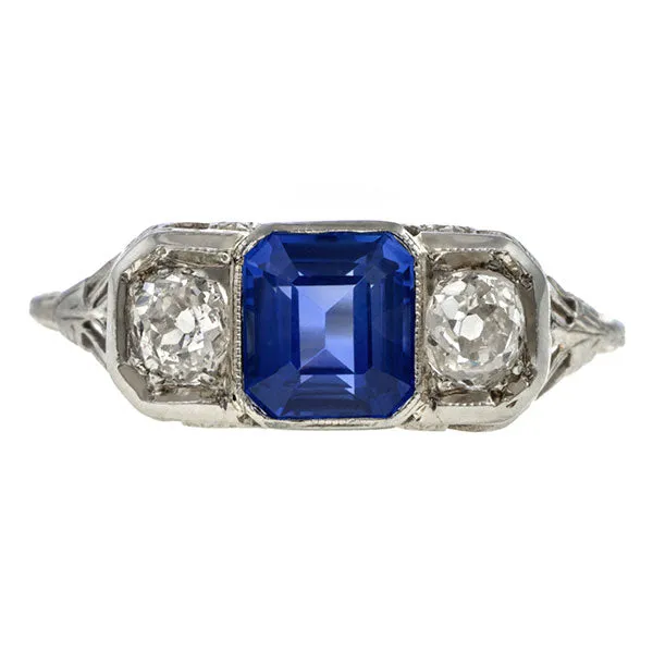 Vintage Sapphire & Diamond Three Stone Ring