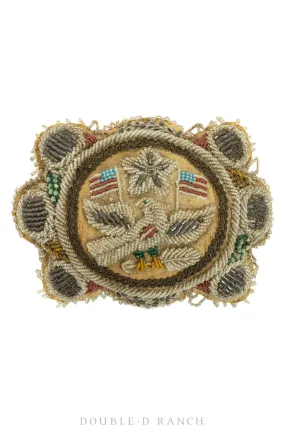 Whimsey, Cushion, Bird with Double Flags, Heavy Beading, Vintage, Late 19th Century, 282