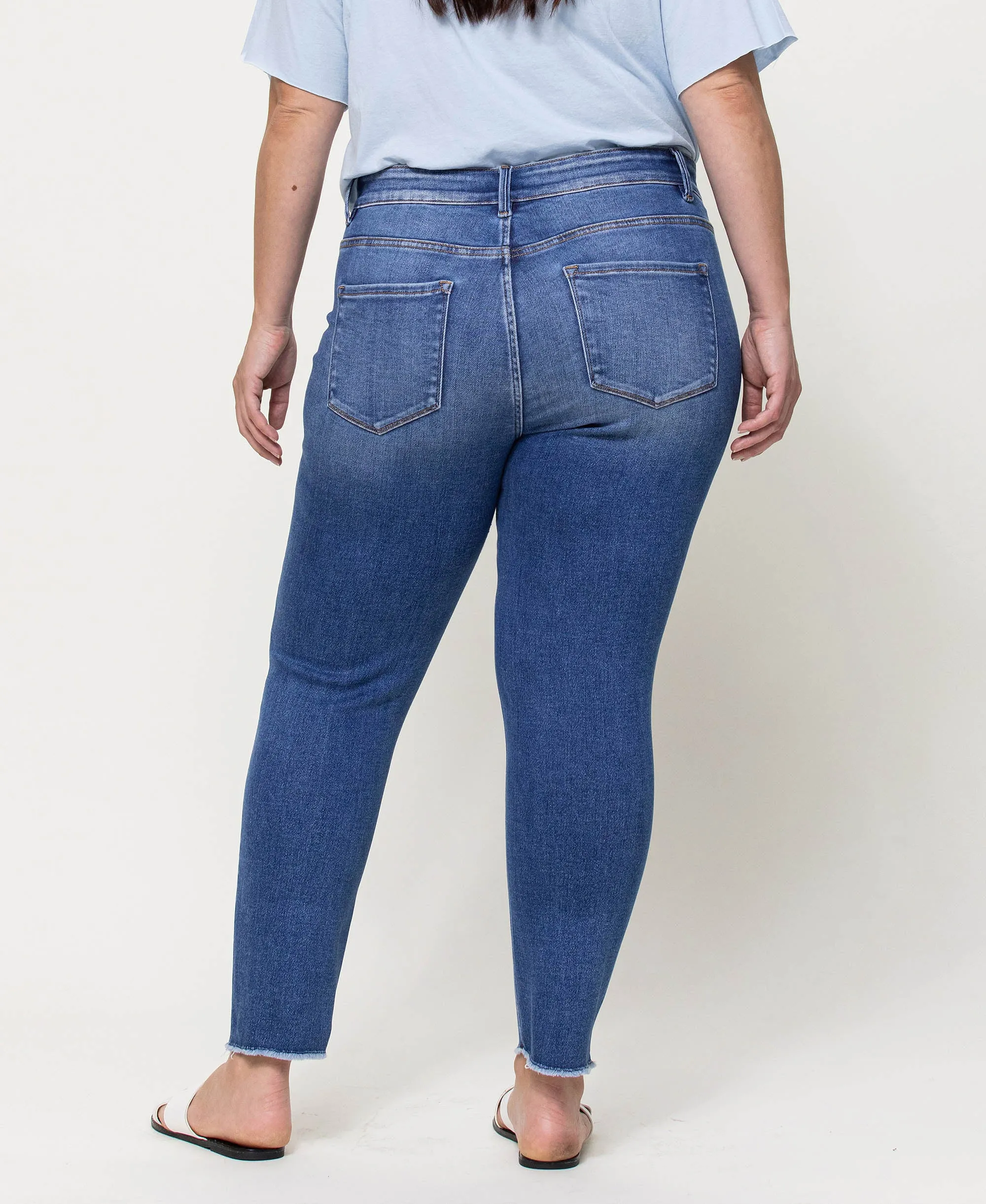 Wolf N Crane - Plus Mid Rise Raw Hem Crop Skinny Jeans