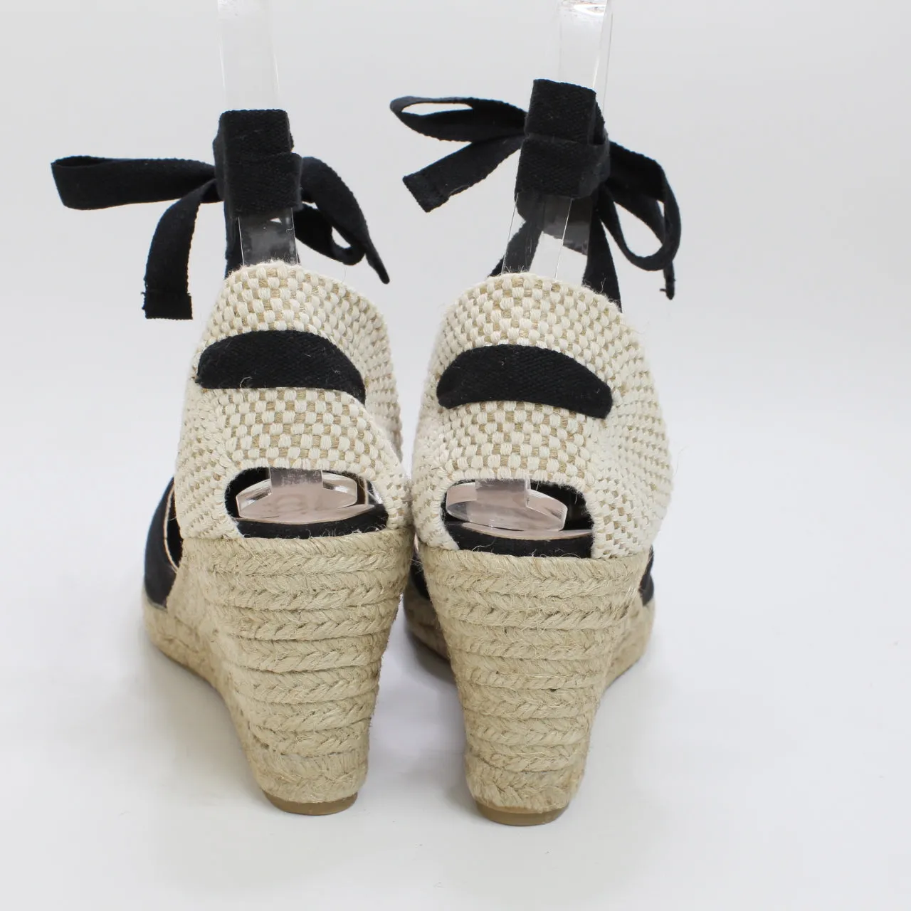 Womens Office Wide Fit: Marmalade Espadrille Wedges Black Canvas