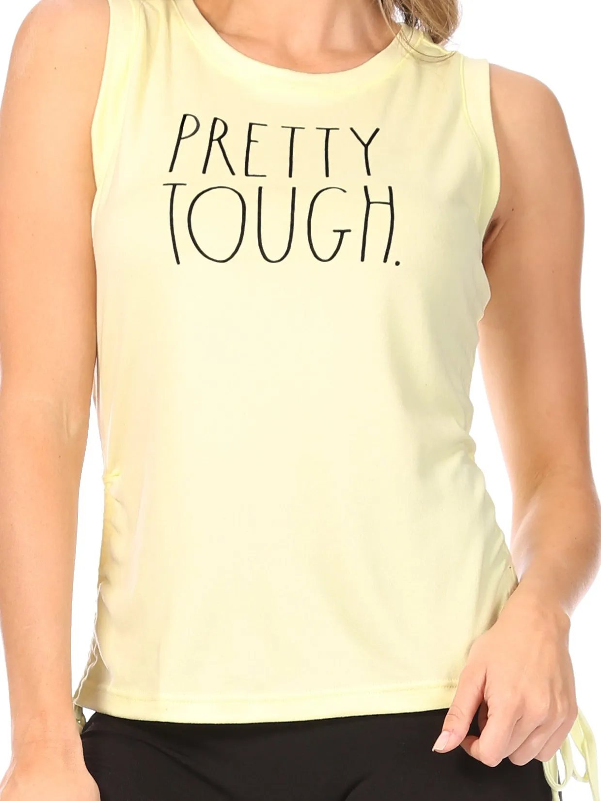 Women's "PRETTY TOUGH" Drawstring Active Tank